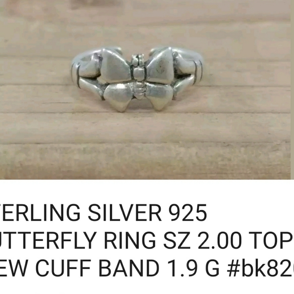.925 Toe Ring Solid Sterling Silver Butterfly - image 6
